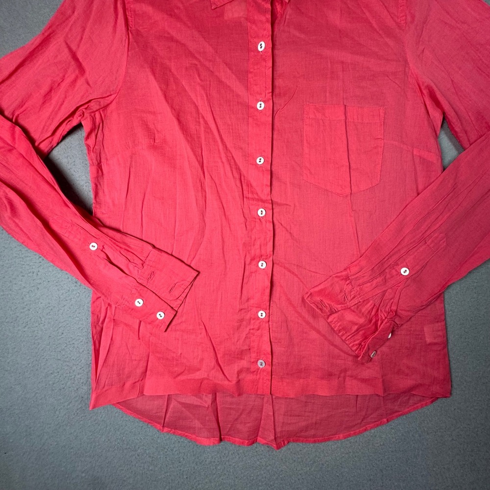 Shirts by Cine Cotton Button Down Shirt Roll Tab Sleeve Small Coral Pink Office - Picture 10 of 10
